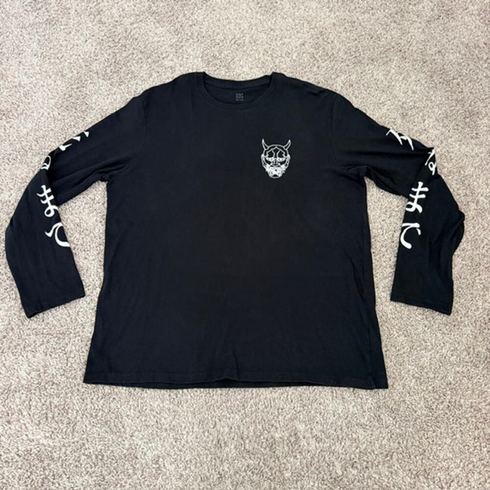 White Demon Hannya Graphic Traditional Japanese Anime Dist Rict Men XL Black Tee